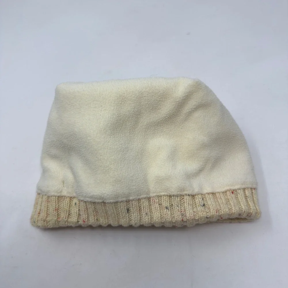 Baby Gap Kids Cream Multi Nep Speckled Fleece‎ Lined Knit Beanie Hat M/L 4-5Y